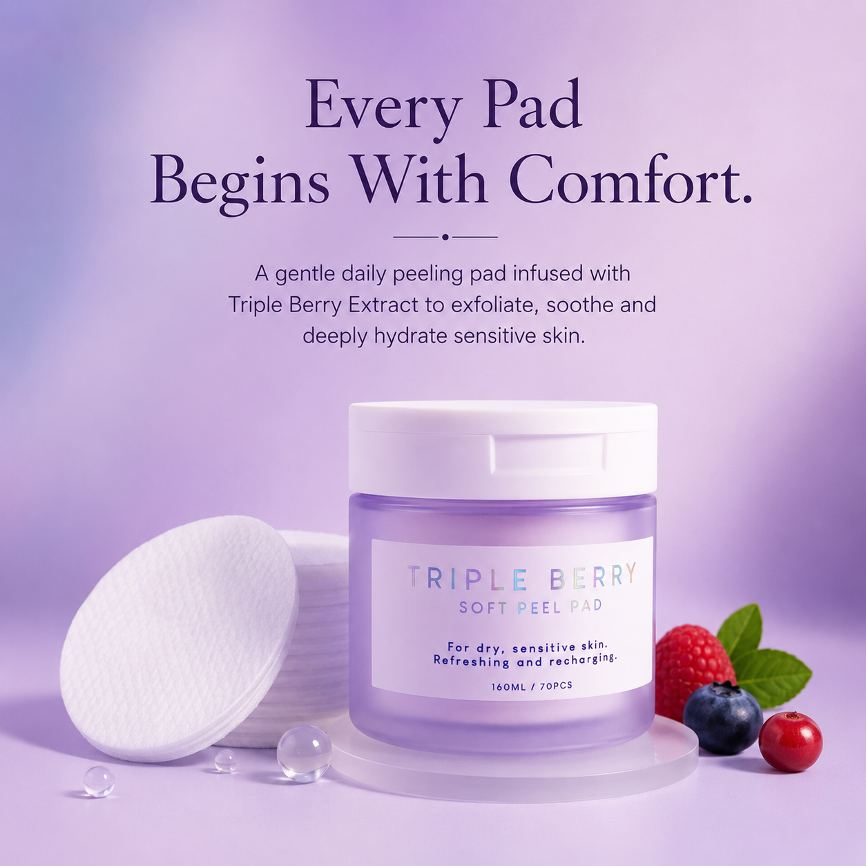 Triple Berry Soft Peel Pad 160ml / 70pcs