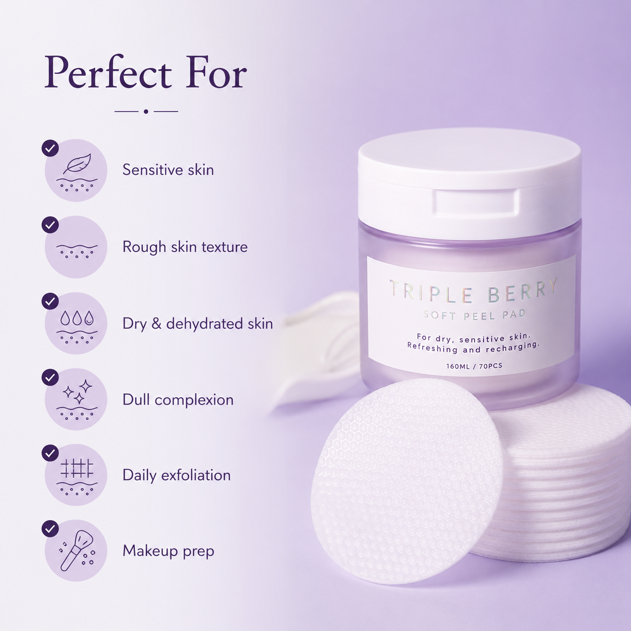 Triple Berry Soft Peel Pad 160ml / 70pcs
