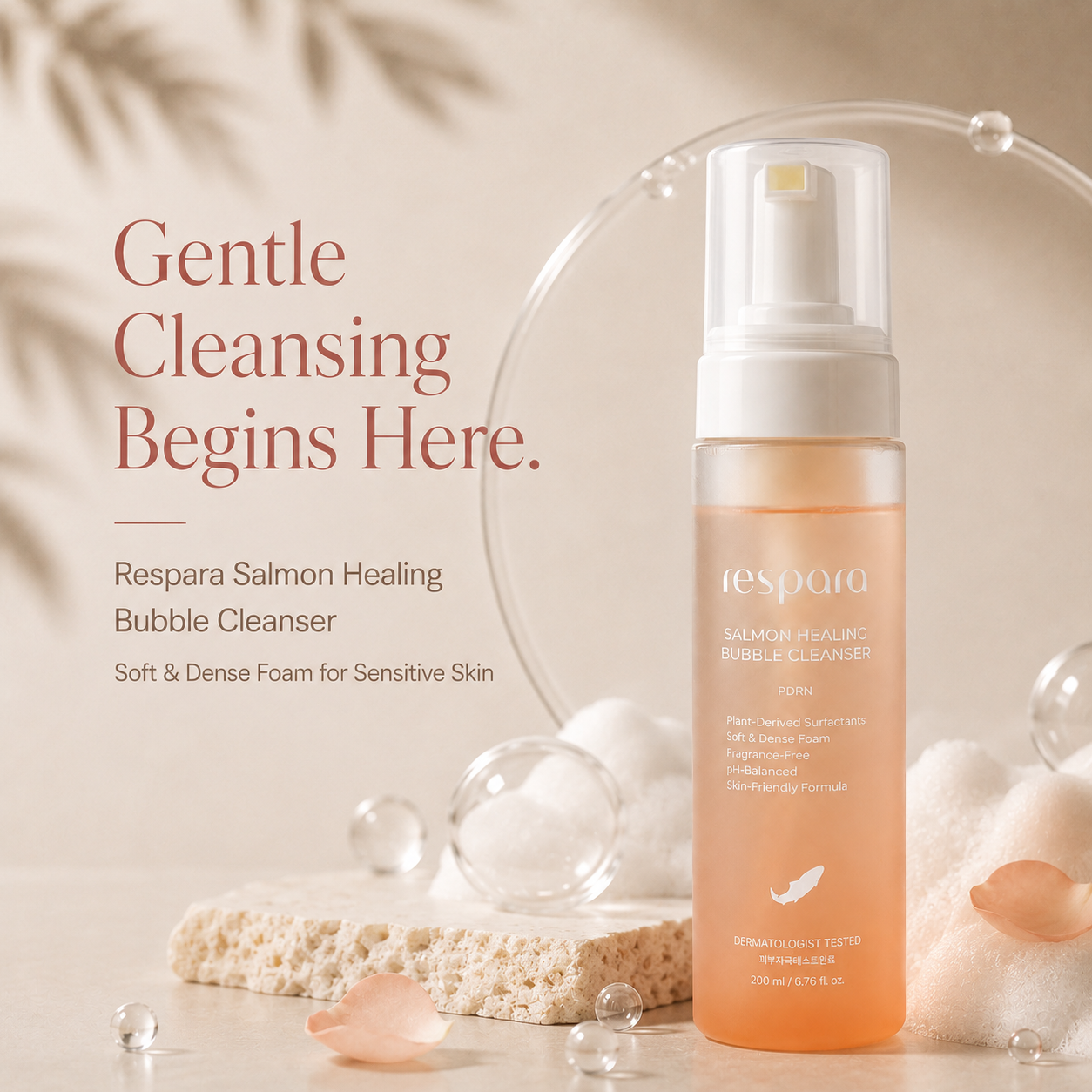 Salmon Healing Bubble Cleanser 200ml – PDRN 500ppm