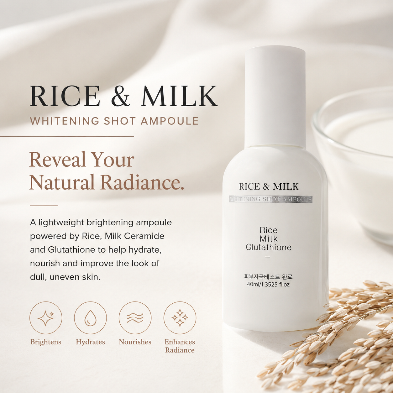 Rice & Milk Whitening Shot Ampoule 40ml