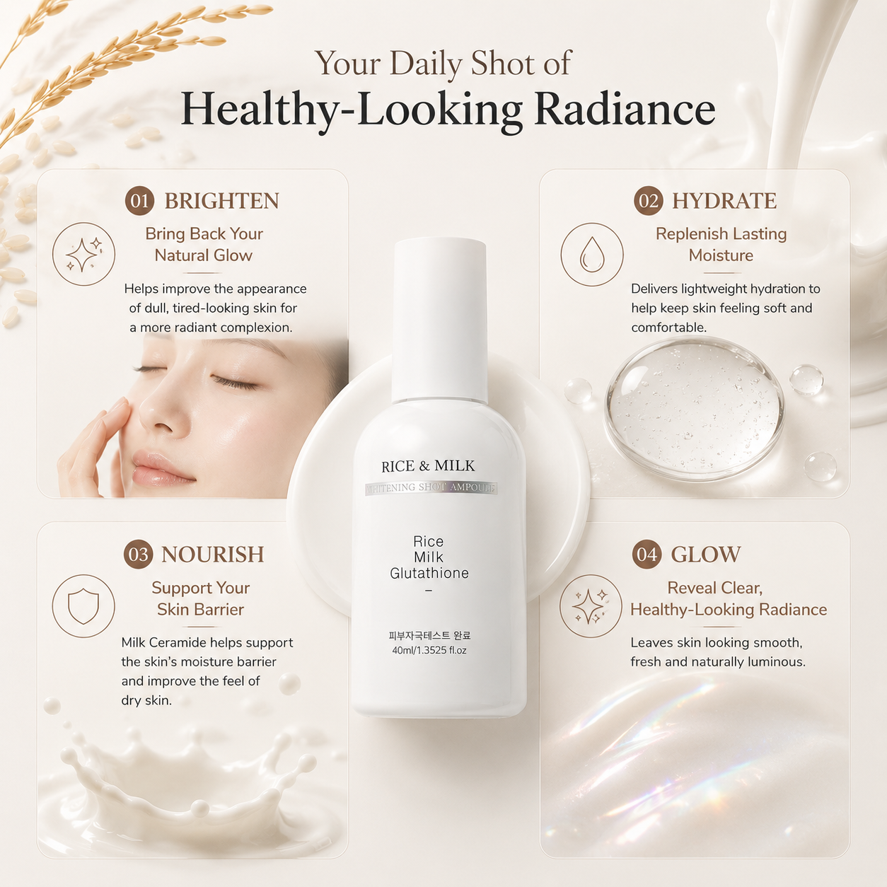 Rice & Milk Whitening Shot Ampoule 40ml